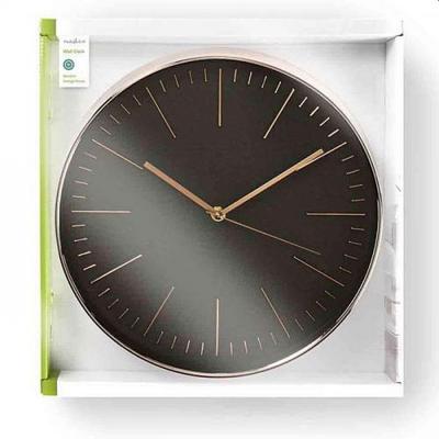 Ronde wandklok | Diameter 30 cm | Zwart & roze-goud