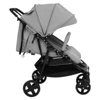 VidaXL Tweelingbuggy staal lichtgrijs en zwart - thumbnail