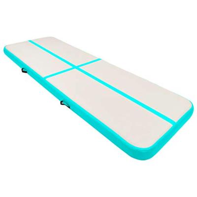 Gymnastiekmat met pomp opblaasbaar 300x100x15 cm PVC groen - thumbnail