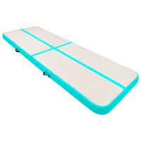 VidaXL Gymnastiekmat met pomp opblaasbaar 300x100x15 cm pvc groen - thumbnail