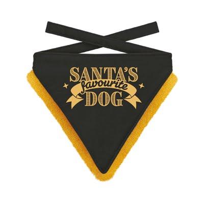 PLENTY GIFTS KERST BANDANA SANTA'S FAVOURITE DOG ZWART