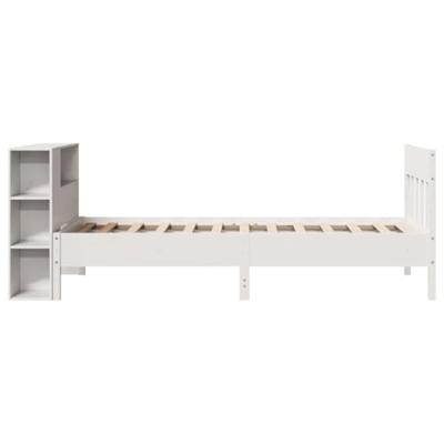 Bed met boekenkast zonder matras grenenhout wit 100x200 cm