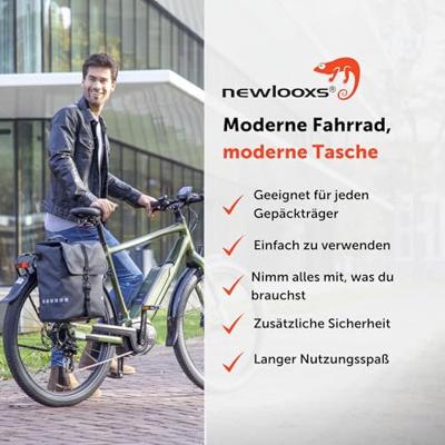 Fietstas New Looxs Odense Single 17,5 liter 32 x 16 x 38 cm - zwart