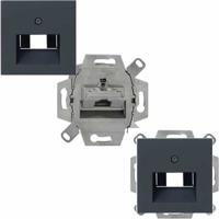 Netwerkaansluiting cat6A 1 x 8 polig RJ45 met inzetplaat Gira E2 zwart - thumbnail