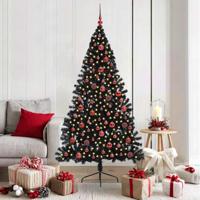 VidaXL Kunstmatig voorverlicht kerstboom met 300 led zwart 180 cm pvc - thumbnail