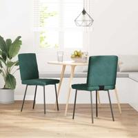 Eetkamerstoelen 2 st fluweel donkergroen - thumbnail