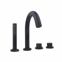 BWS Badrandkraan Cemal 4-gats Thermostatisch Afbouwset Mat Zwart - thumbnail