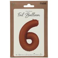 Folieballon Cijfer 6 Bruin Mat (86cm) - thumbnail