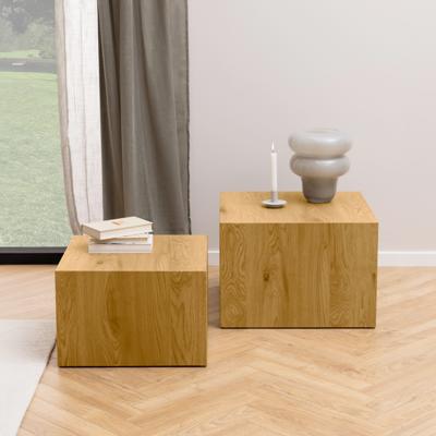 Bendt Vierkante Salontafel 'Flavian' Wild Eiken, set van 2 stuks