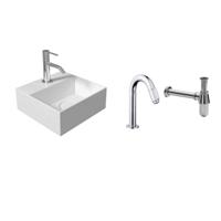 Salenzi Fonteinset Spy Mat Wit 30x30 cm Chroom (Keuze uit 20 kranen) - thumbnail