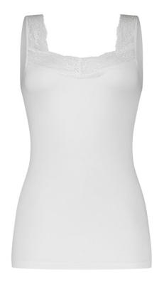 Dames hemd kant / Singlet Lace - 32291 - Kanten vrouwen onderhemd - Brede bandjes - Biologisch katoen - XXL - Wit - XXL - XXL - XXL - XXL - XXL