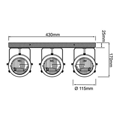 Brilliant Landelijke opbouwspotCarmen Wood 3-lichts - 72030/84