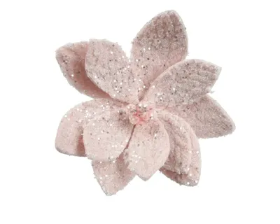 Kerstornament Bloem Clip Kunstbont Zacht Roze Ø28cm