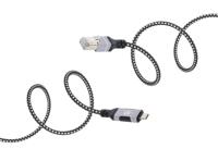 Manhattan USB-kabel USB 3.2 Gen1 (USB 3.0 / USB 3.1 Gen1) RJ45, USB-C stekker 200 cm Zwart/zilver Folie afscherming, Stoffen mantel 394826 - thumbnail