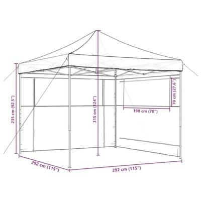 Partytent inklapbaar pop-up met 2 zijwanden terracottakleurig Partytent inklapbaar pop-up met 2 zijwanden terracottakleurig