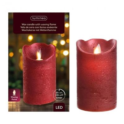 Lumineo Kerst Ledkaars met Dansvlam Rood 12 cm