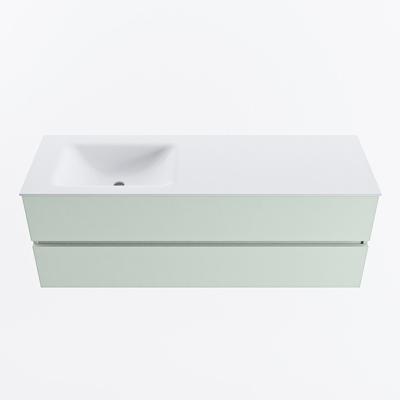 MONDIAZ VICA 140cm badmeubel onderkast Greey 2 lades. Wastafel CLOUD links zonder kraangat, kleur Talc.