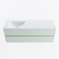 MONDIAZ VICA 140cm badmeubel onderkast Greey 2 lades. Wastafel CLOUD links zonder kraangat, kleur Talc. - thumbnail