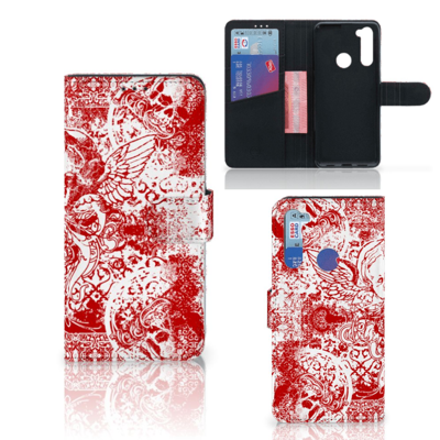 Telefoonhoesje met Naam Xiaomi Redmi Note 8T Angel Skull Rood Telefoonhoesje met Naam Xiaomi Redmi Note 8T Angel Skull Rood