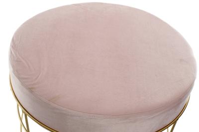 Voetensteun DKD Home Decor Gouden Metaal Polyester Licht Roze (60 x 60 x 37.5 cm)