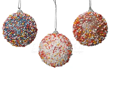 Kerstbal Foam Sprinkles Ø8cm Assorti 1st