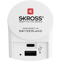 Skross Europa 1x USB + 1x USB-C Wereldstekker Wit - thumbnail