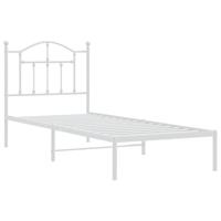 Bedframe met hoofdbord metaal wit 90x200 cm - thumbnail