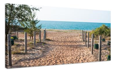 Schilderij - Zandpad naar de Noordzee, 100x70cm. Premium print