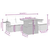 6-delige Loungeset met kussens poly rattan zwart - thumbnail