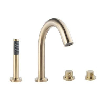 Caral 4-gats Badrandthermostaat Wiesbaden Afbouwset Geborsteld Messing Goud Caral 4-gats Badrandthermostaat Wiesbaden Afbouwset Geborsteld Messing Goud