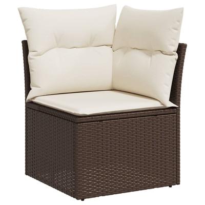 6-delige Loungeset met kussens poly rattan bruin - thumbnail