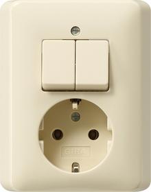 Gira combinatie serieschakelaar en wandcontactdoos met randaarde creme glanzend 017501