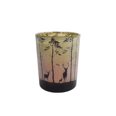 CosyDecor Theelichthouder glas "forest" h12,5cm CosyDecor Theelichthouder glas "forest" h12,5cm