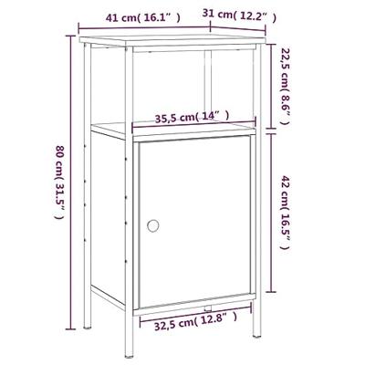 Nachtkastje 41x31x80 cm bewerkt hout gerookt eikenkleurig