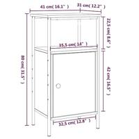 Nachtkastje 41x31x80 cm bewerkt hout gerookt eikenkleurig - thumbnail