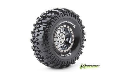 Louise CR-CHAMP Banden Set - Super Soft - 1.9" Velgen Zwart/chrome - Hex 12mm