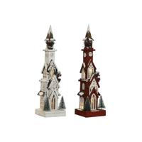 Kerstversiering Home ESPRIT Wit Rood 16 x 14 x 63 cm (2 Stuks) - thumbnail