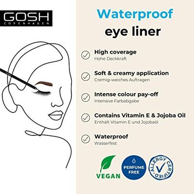 Gosh Velvet Touch Waterproof Eyeliner 1.20 g 023 Black Ink 1.2 g Dames