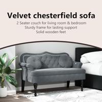 Bankje met kussens 120,5x65x75 cm fluweel donkergrijs - thumbnail