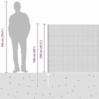 VidaXL Hek met paal grijs 1,2 x 25 m staal en pvc - thumbnail