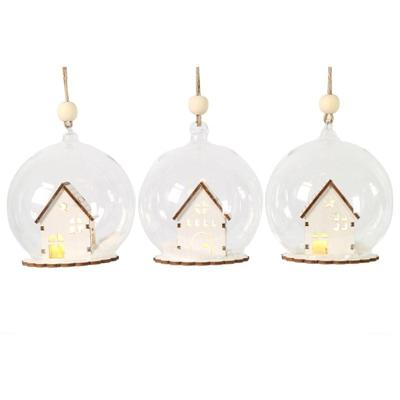 *Countryfield kerstbal met huisje 1LED