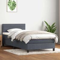 Boxspring met matras fluweel donkergrijs 90x210 cm - thumbnail