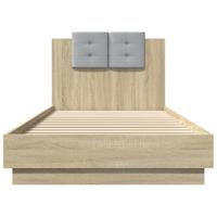 Bedframe met hoofdbord en LED sonoma eikenkleurig 100x200 cm - thumbnail