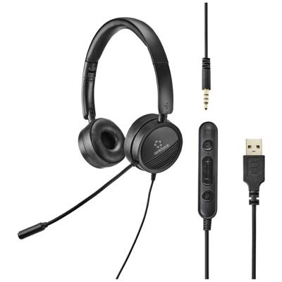 Renkforce RF-HS-360 On Ear headset Kabel Stereo Zwart Volumeregeling, Microfoon uitschakelbaar (mute) Computer