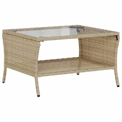 6-delige Loungeset met kussens poly rattan beige