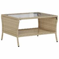 6-delige Loungeset met kussens poly rattan beige - thumbnail