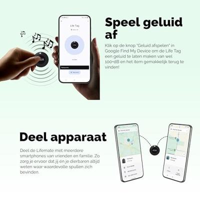 Lifemate Life Tag - Android keyfinder/locatietag - Android/Google Find My Device - 2-pack