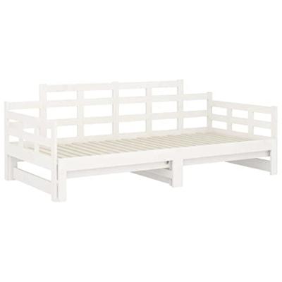 Slaapbank uitschuifbaar massief grenenhout wit 2x(90x200) cm