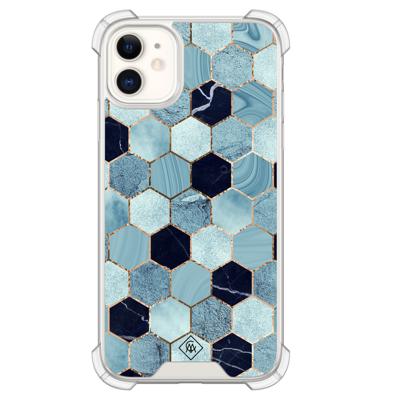 iPhone 11 siliconen shockproof hoesje - Blue cubes iPhone 11 siliconen shockproof hoesje - Blue cubes