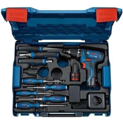 Bosch Professional GSR 12V-15 Professional und Handwerkzeuge 060186810R Gereedschapsset Accu-schroefboormachine
